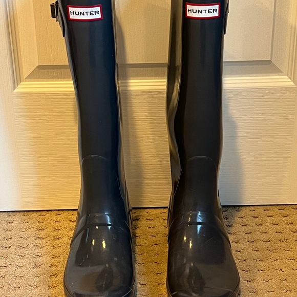 Dark Grey Gloss Hunter Boots - Picture 2 of 6